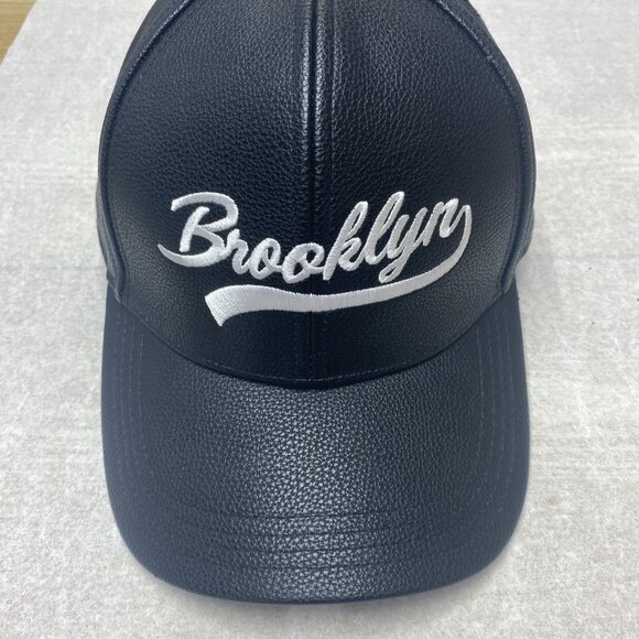 Brooklyn New York Baseball Cap Adjustable Hat Embroidered Logo Faux Leather - Picture 3 of 16